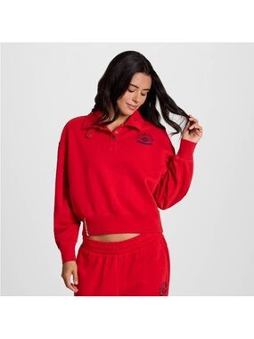 Champion Red Collared Scoop-Neck Pullover